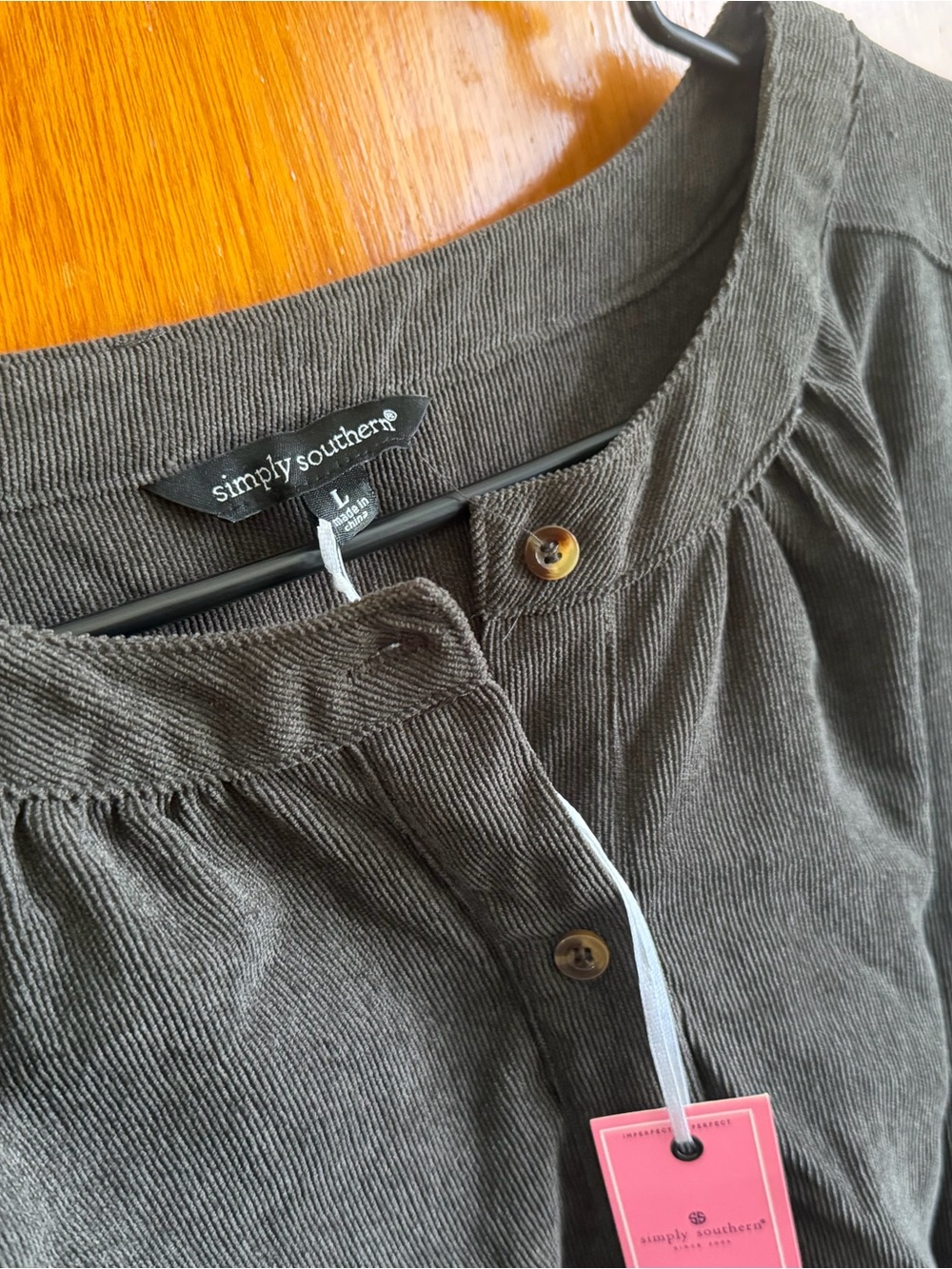 Simply Southern Charcoal Gray Tiered Button-Front Dress with Tie Waist - Picture 4 of 6